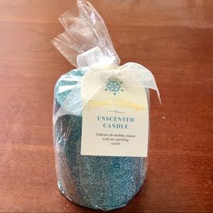 Festive Blue Glitter Candle
